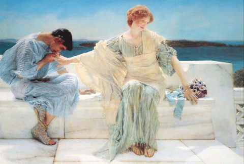 reproductie Ask me no more van Alma-Tadema